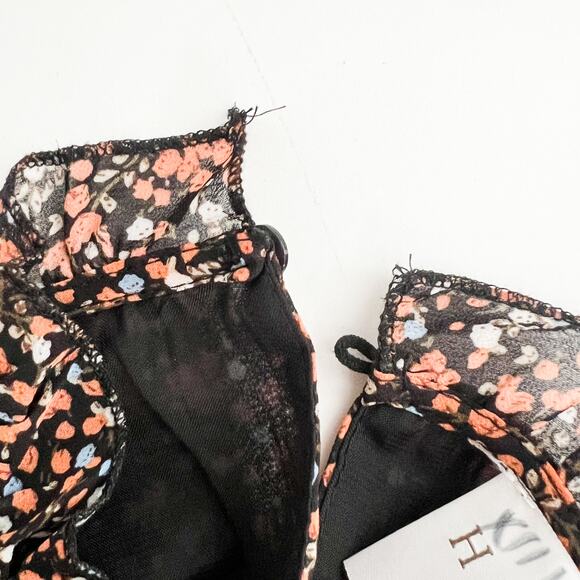 Hayden Dress Womens L Dark Ditsy Floral Cottagecore Party Boho Chiffon Dressy - Picture 6 of 7